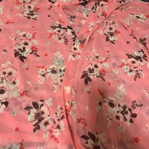 Pink floral sheer chiffon cardigan